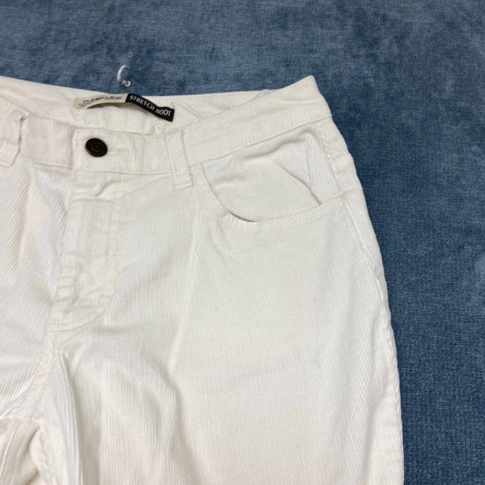 St. John's Bay Stretch Bootcut Corduroy Pants Womens 4 White Cotton Mid Rise - Picture 4 of 16